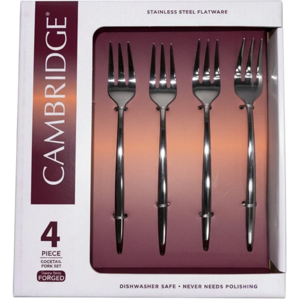 Cambridge Gaze‎ Mirror 4 Piece Cocktail Fork Set Stainless Steel Forged 3490H3